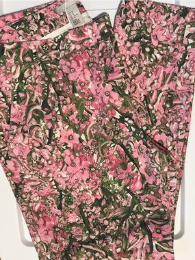 H&M Pink and Green Floral Capris